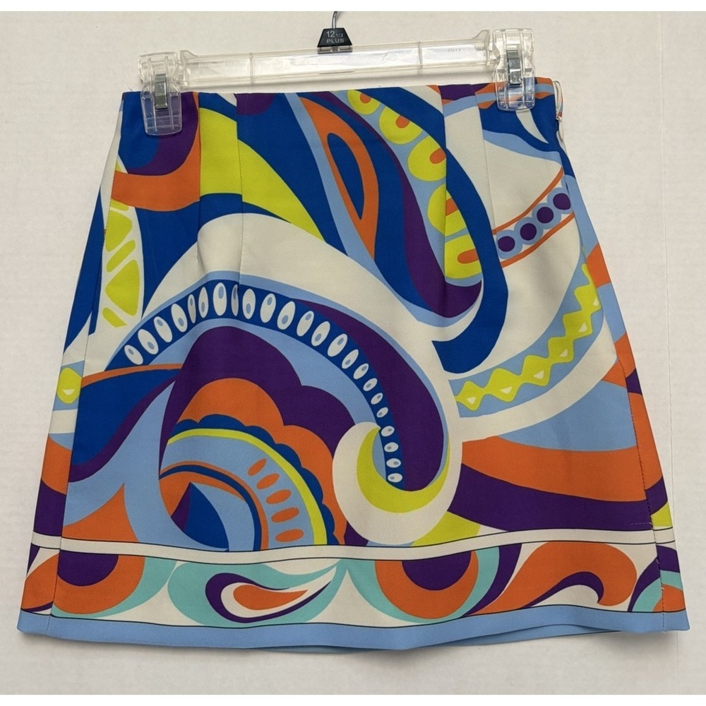 Zara Multicolor Abstract Print Mini Skirt - Blue, Purple, Orange, Yellow, White
